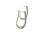 14k White Gold 1.00ct G VS2 Princess Cut Invisible Set Diamond Hoop Earrings 4mm 1" Oval